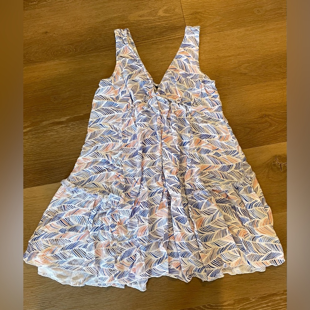 Millibon Blue and White Sleeveless V-Neck Sundress Small